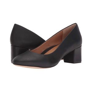 Corso Como Black Leather Gwynn Block Heel Pump